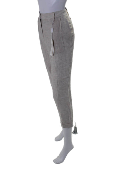 Hubert Gasser Womens Beige Linen High Rise Cuff Straight Leg Pants Size 46