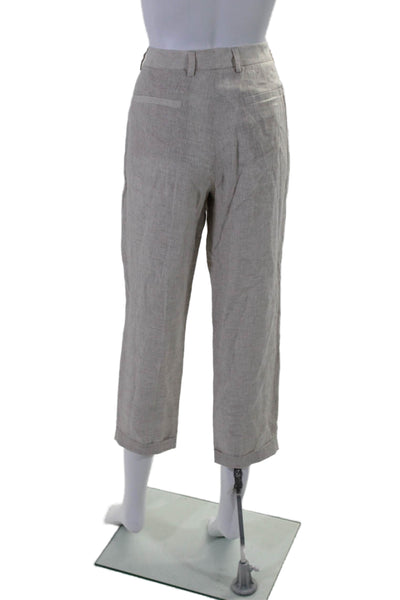 Hubert Gasser Womens Beige Linen High Rise Cuff Straight Leg Pants Size 46