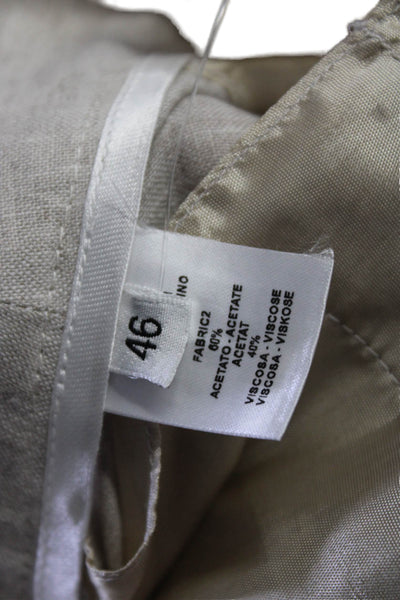 Hubert Gasser Womens Beige Linen High Rise Cuff Straight Leg Pants Size 46