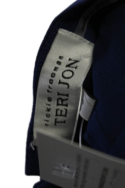 Rickie Freeman Teri Jon Womens Blue One Shoulder Cocktail Dress Size 8