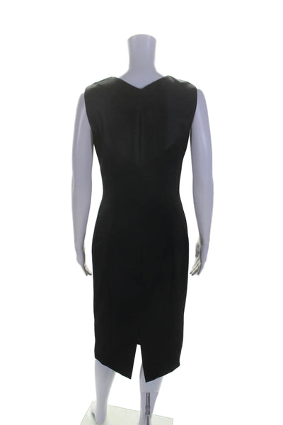 Theia Womens Jeweled Beaded Front Panel Sleeveless Sheath Dress Black Size 4