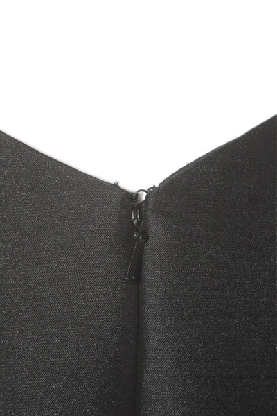 Theia Womens Jeweled Beaded Front Panel Sleeveless Sheath Dress Black Size 4