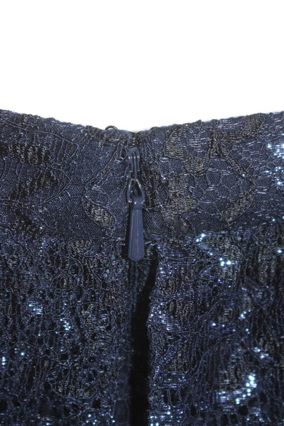 Theia Womens Lace Off The Shoulder Short Sleeves Dress Midnight Blue Size 6