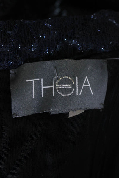 Theia Womens Lace Off The Shoulder Short Sleeves Dress Midnight Blue Size 6
