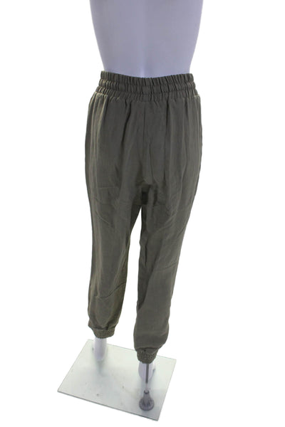 Twinset Womens Linen Elastic Waist Jogger Pants Olive Green Size EUR 38