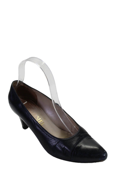 Chanel Womens Leather Pointed Toe Slip On Pumps Black Size 7.5