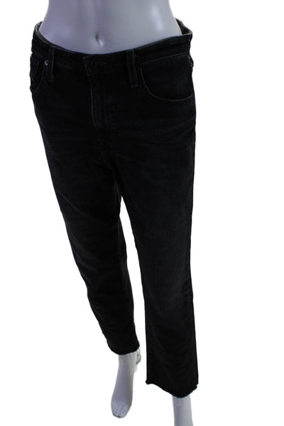 AG Adriano Goldschmied Womens Cotton Denim Mid-Rise Tapered Jeans Black Size 29R