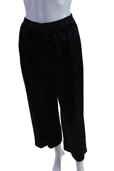 Pinko Womens Black Snakeskin Print High Rise Wide Leg Pants Size 46