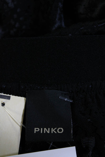 Pinko Womens Black Snakeskin Print High Rise Wide Leg Pants Size 46