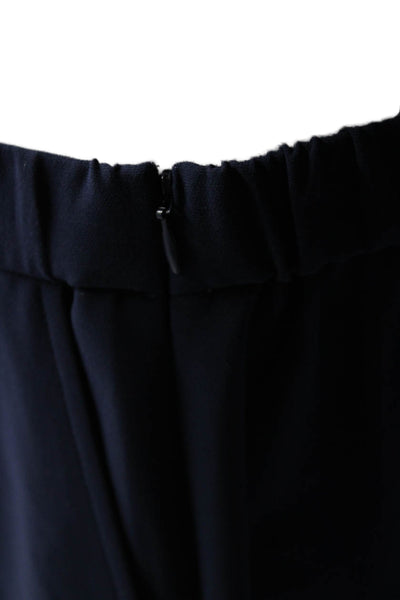 Grayse Womens Elastic Waistband Crepe Palazzo Pants Navy Blue Size Large