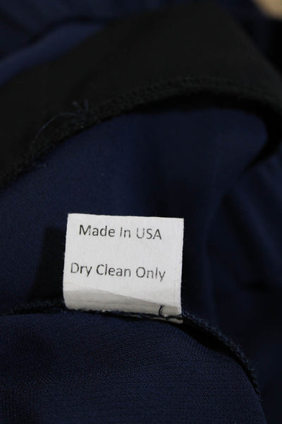 Grayse Womens Elastic Waistband Crepe Palazzo Pants Navy Blue Size Large
