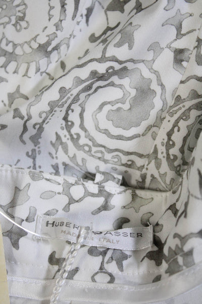 Hubert Gasser Womens Zipper Fly Mid Rise Paisley Cropped Pants White Gray XS