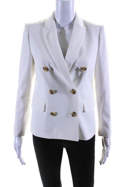 J Crew Womens Peak Collar Double Breasted Button Up Blazer White Size 2P