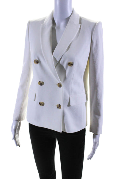 J Crew Womens Peak Collar Double Breasted Button Up Blazer White Size 2P