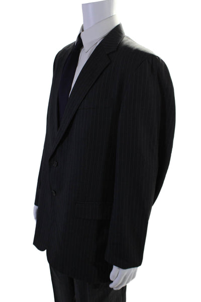 Oscar de la Renta Mens 2 Piece Striped Single Breasted Suit Gray Size 44