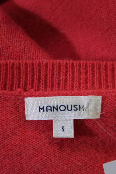 Manoush Women's V-Neck Long Sleeves Cashmere Pullover Sweater Carol Size S