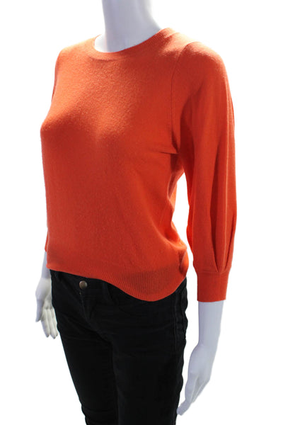 Autumn Cashmere Women's Round Neck Long Sleeves Cashmere Sweater Orange Size XS