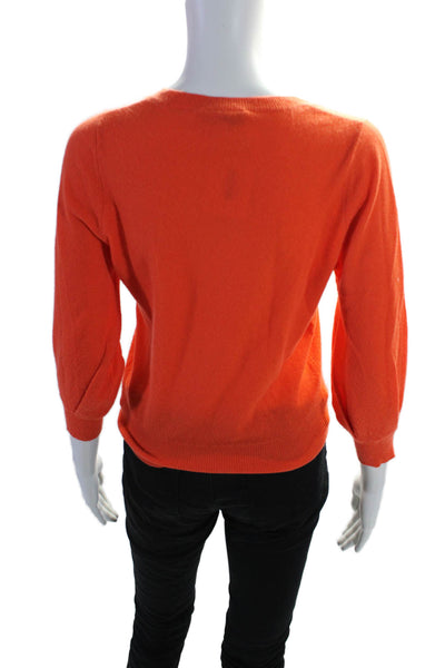 Autumn Cashmere Women's Round Neck Long Sleeves Cashmere Sweater Orange Size XS