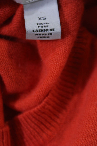 Autumn Cashmere Women's Round Neck Long Sleeves Cashmere Sweater Orange Size XS