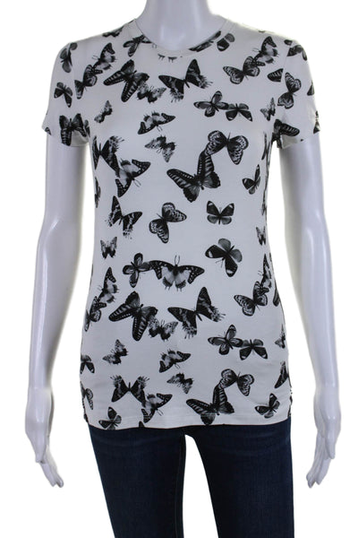 L'Agence Women's Round Neck Short Sleeves Basic T-Shirt Butterfly Print Size XS