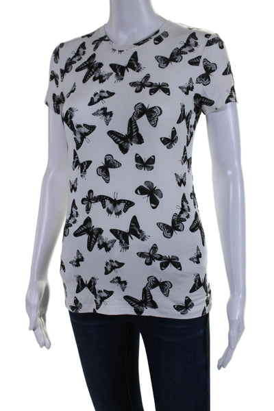 L'Agence Women's Round Neck Short Sleeves Basic T-Shirt Butterfly Print Size XS