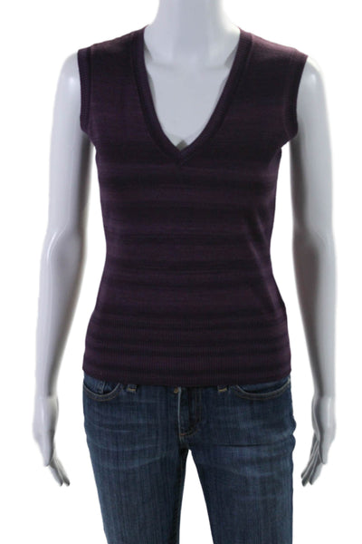 Capsule 121 Womens Purple Printed V-neck Sleeveless Tank Top Size S
