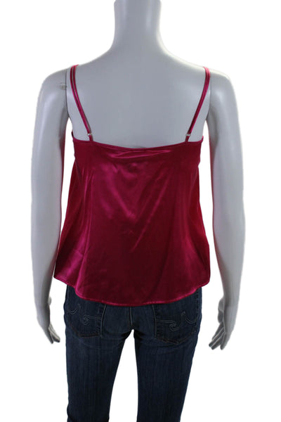 Pinko Womens Magenta Silk Lace Trim V-Neck Sleeveless Camisole Top Size 40