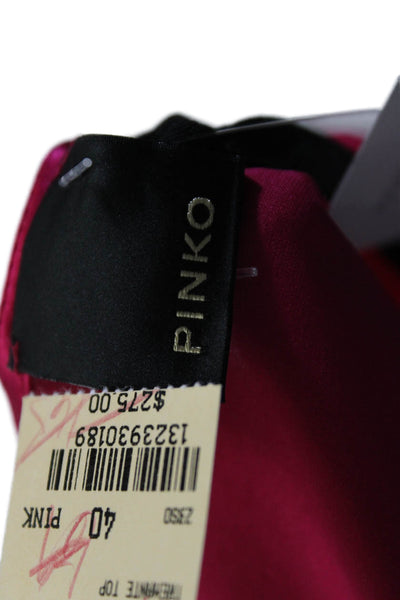 Pinko Womens Magenta Silk Lace Trim V-Neck Sleeveless Camisole Top Size 40
