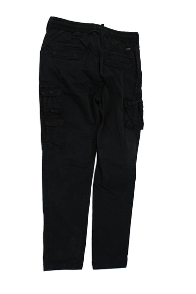 Replay Mens Cotton Drawstring Waist Straight Leg Cargo Pants Black Size 29