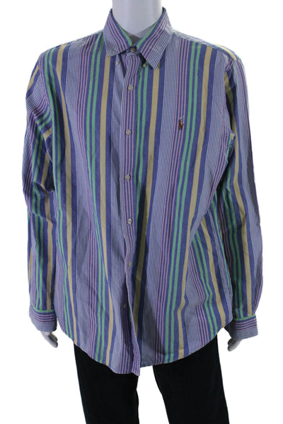 Polo Ralph Lauren Mens Cotton Striped Button Up Shirt Multicolored Size XL