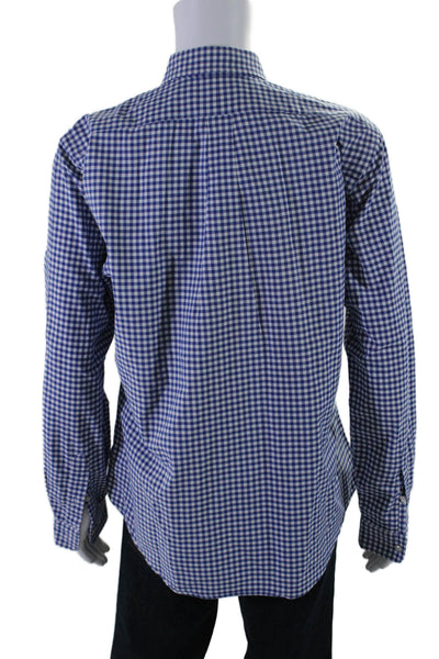 Ralph Lauren Mens Cotton Checked Long Sleeved Button Up Shirt Blue Size XL