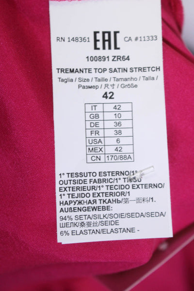 Pinko Womens Silk Spaghetti Strap Tremante Camisole Tank Top Pink Size EUR 42