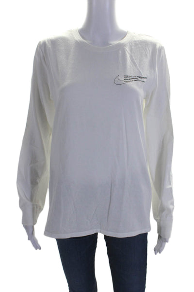 Nike Women's Crewneck Long Sleeves Basic Graphic T-Shirt White Size S