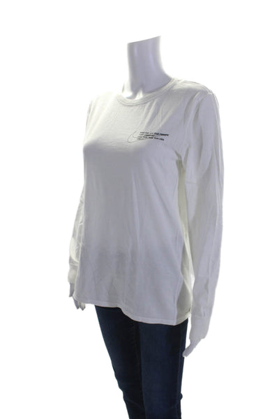 Nike Women's Crewneck Long Sleeves Basic Graphic T-Shirt White Size S