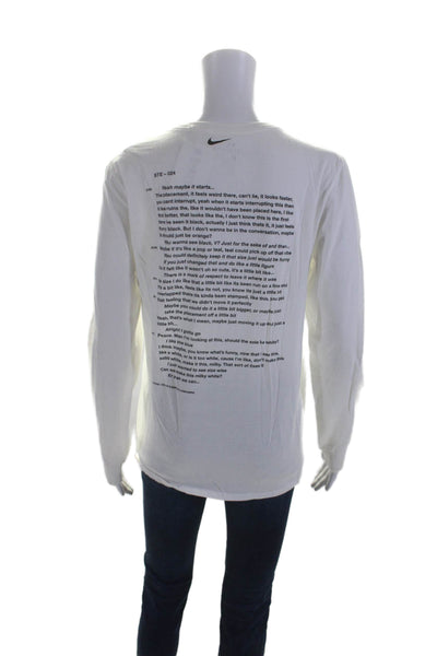 Nike Women's Crewneck Long Sleeves Basic Graphic T-Shirt White Size S