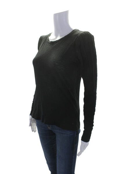 Goldie Women's Round Neck Long Sleeves Cotton Basic T-Shirt Black Size XS