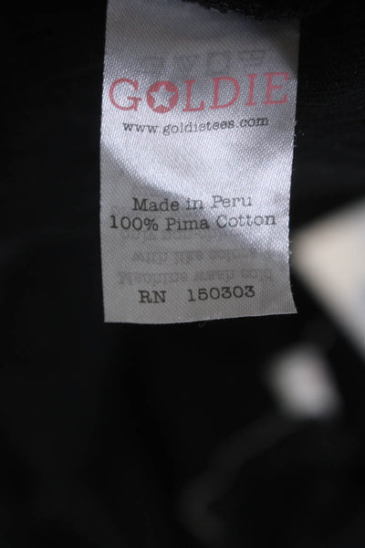 Goldie Women's Round Neck Long Sleeves Cotton Basic T-Shirt Black Size XS
