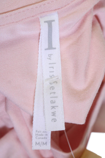 I By Iris Setlakwe Womens Flutter Sleeve Ruffled Knit Tee Shirt Pink Size Medium
