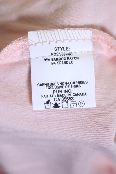 I By Iris Setlakwe Womens Flutter Sleeve Ruffled Knit Tee Shirt Pink Size Medium