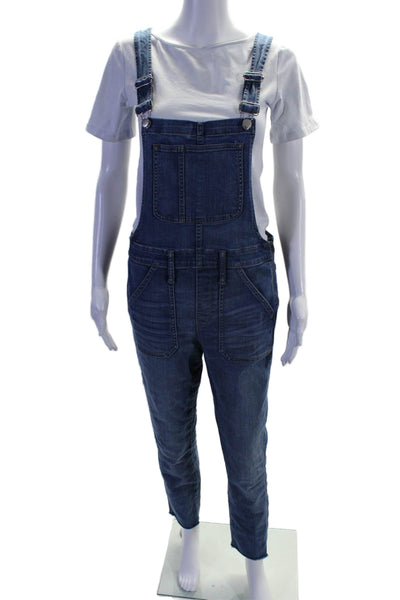 Madewell Womens Cotton Blue Medium Wash Halter Sleeveless Denim Overall Size M