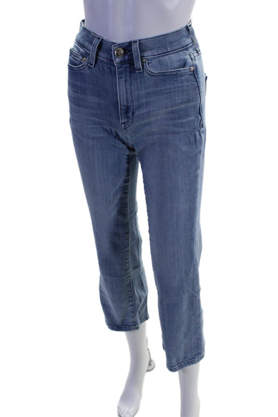 AYR Womens Cotton Bootcut Zipped Buttoned Closure Light Wash Jeans Blue Size 24