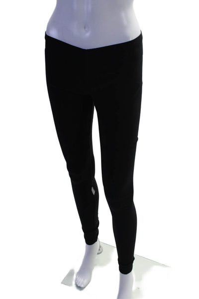 Inizio Womens Elastic Waistband Mid Rise Ankle Leggings Black Size Small