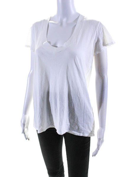 Standard James Perse Women's V-Neck Short Sleeves T-Shirt White Size 3