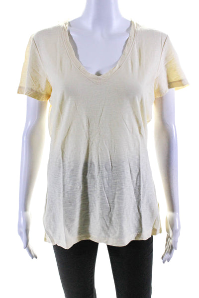 Standard James Perse Women's Short Sleeves Basic V-Neck T-Shirt Yellow Size 4