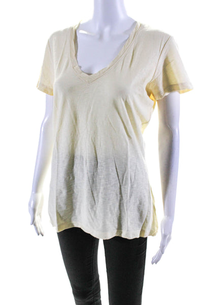 Standard James Perse Women's Short Sleeves Basic V-Neck T-Shirt Yellow Size 4