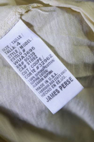 Standard James Perse Women's Short Sleeves Basic V-Neck T-Shirt Yellow Size 4