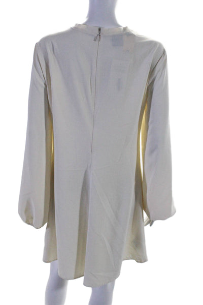 Pinko Womens Long Sleeve Lace Up V Neck Mini Shift Dress White Size 10