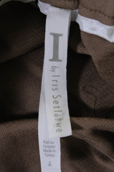 I By Iris Setlakwe Womens High Rise Belted Gab Terry Back Shorts Brown Size 4
