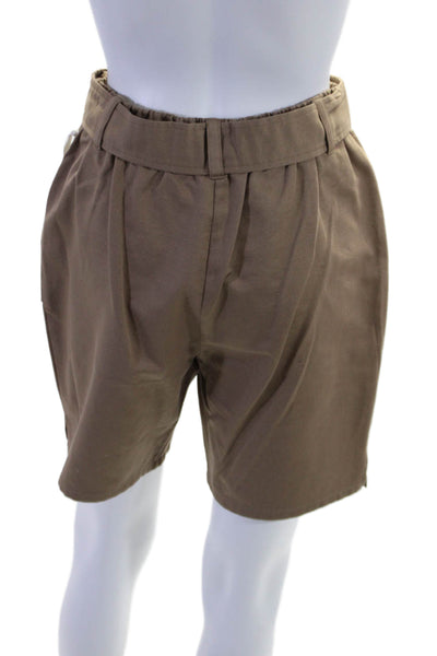 I By Iris Setlakwe Womens High Rise Belted Gab Terry Back Shorts Brown Size 2