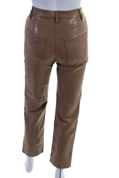 Wilfred Womens Brown Vegan Leather High Rise Straight Leg Pants Size 00